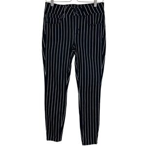 HT Denim Black White Pinstripe High Rise Super Skinny Jeans Goth Emo Beetlejuice
